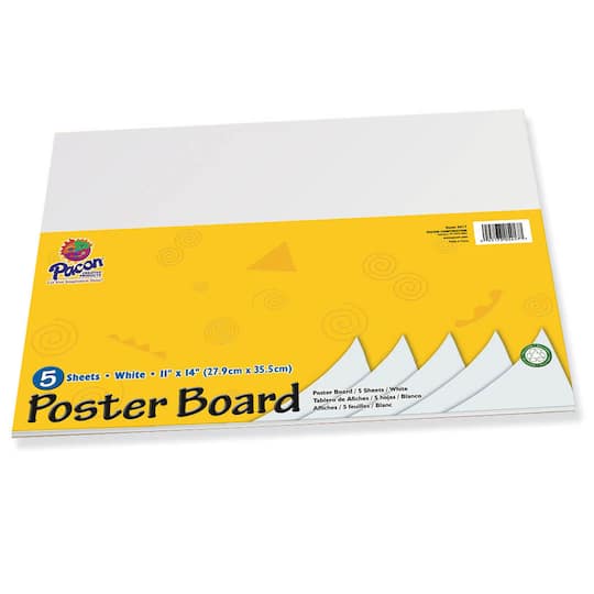 Pacon&#xAE; White Poster Board, 11&#x22; x 14&#x22;, 5 Sheets Per Pack, 12 Packs